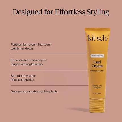 Kitsch Moisturizing Curl Cream for Curly, Wavy Hair – 148ml