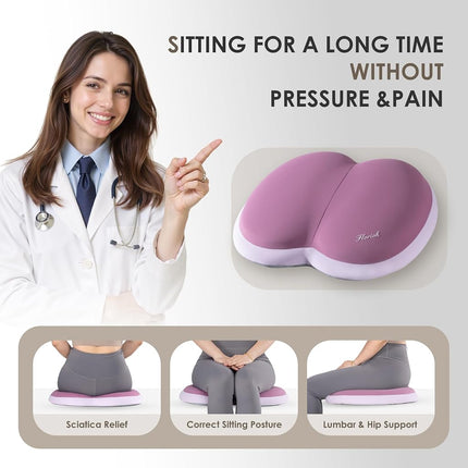 FLORICH 3 PCS Seat Cushion for Carseat Lumbar Support Pillow Car Neck Headrest Pillows Ultrathick Memory Foam Seat Pads Pressure Relief Back Cushion for Office Chair(Purple)