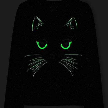 The Children's Place T-shirts graphiques à manches longues toutes saisons pour filles, lots multiples, lot de 2 imprimés chats noirs/gribouillages d'Halloween, petite taille