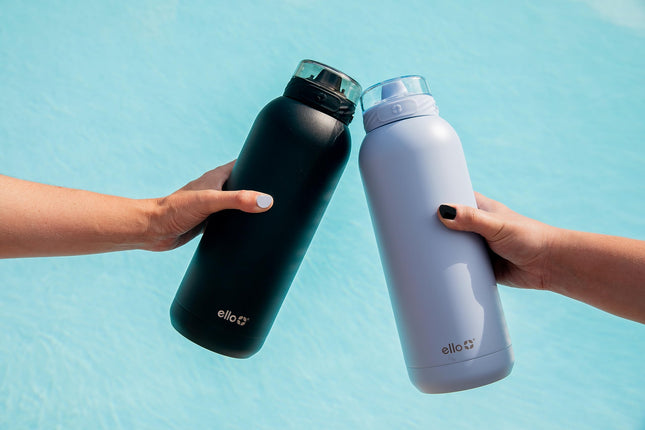 Botella de agua de acero inoxidable para niños de 18 oz de Ello Cooper con pajita y asa de transporte, de doble pared y metal aislado al vacío, tapa con cierre a prueba de fugas con boquilla de silicona suave, reutilizable, sin BPA, Salvia