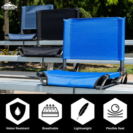 Cascade Mountain Tech Portable Folding Stadium Seat with Comfortable Backrest for Bleacher or Benches, Regular - Red