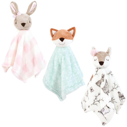 Hudson Baby Unisex Baby Animal Face Security Blanket, Enchanted Forest 3-Pack, One Size