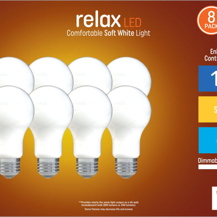 GE Relax 8-Pack 60 W Equivalent Dimmable Soft Whit