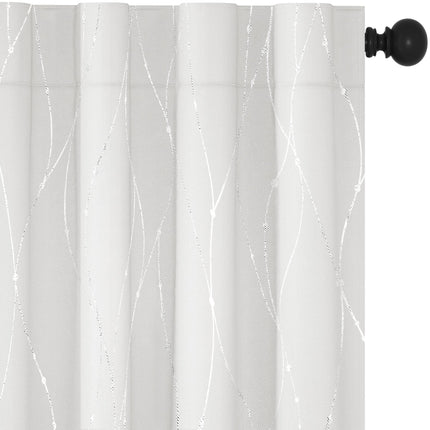 Deconovo Blackout Back Tab Curtains with Geometric
