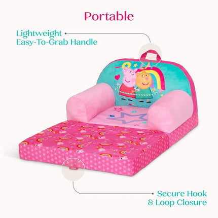 Delta Children - Peppa Pig Cozee Buddy Flip-Out Kids Chair - Greenguard Gold Certified, Pink