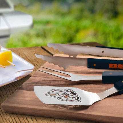 YouTheFan NFL Chicago Bears Spirit Series 3-Piece BBQ Set Stainless Steel, 22" x 9"
