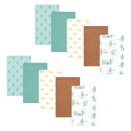 Hudson Baby Paños de Algodón de Franela para Bebé Unisex, Paquete de 10 unidades, diseño Desert Cactus, Talla Única