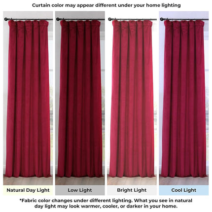 HPD Half Price Drapes Heritage Plush Velvet Curtains 96 Inches Long Room Darkening Curtains for Bedroom & Living Room 50W x 96L, (1 Panel), Cinema Red