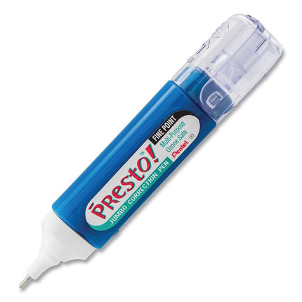 Pentel Presto! Jumbo Correction Pen, Fine Point, Metal Tip, White, 12 ml/0.4 fl.oz. 1 Pack (ZL31WBP-K6)