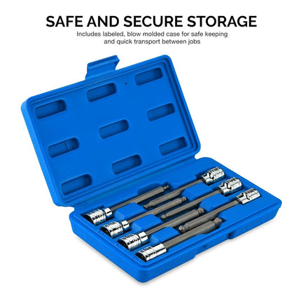 NEIKO 10243A 3/8-Inch-Drive Extra-Long Ball-End Hex-Bit Socket Set, Metric Sockets 3/8" or 3 to 10 mm, S2 Steel, 7-Piece Set