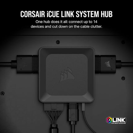 Corsair iCUE LINK System Hub - Connect Up to 14 iCUE LINK Devices - Reduce Cable Clutter – Innovative Single-Cable Design - Black