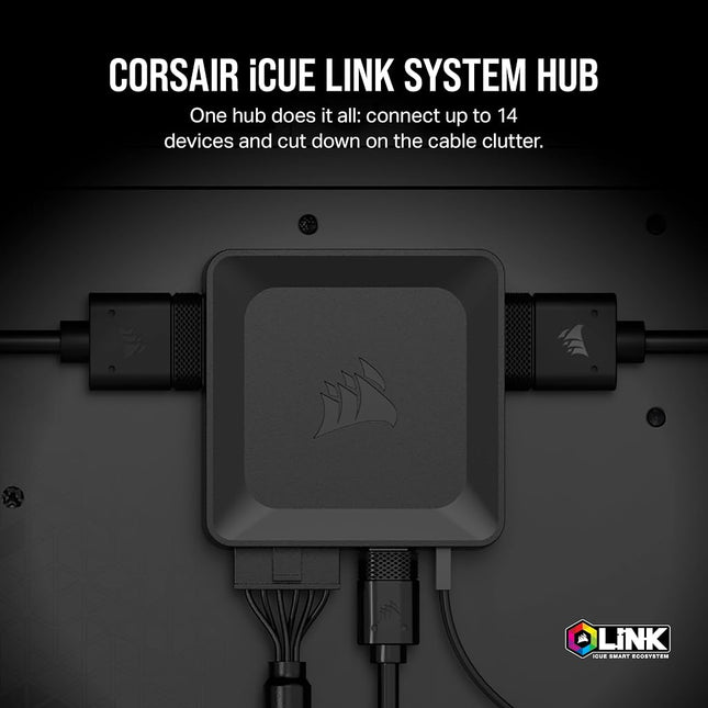 Corsair iCUE LINK System Hub - Connect Up to 14 iCUE LINK Devices - Reduce Cable Clutter – Innovative Single-Cable Design - Black