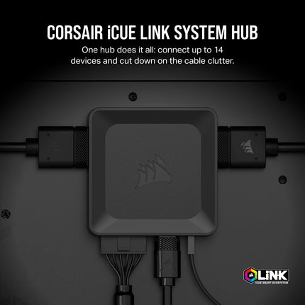 Corsair iCUE LINK System Hub - Connect Up to 14 iCUE LINK Devices - Reduce Cable Clutter – Innovative Single-Cable Design - Black