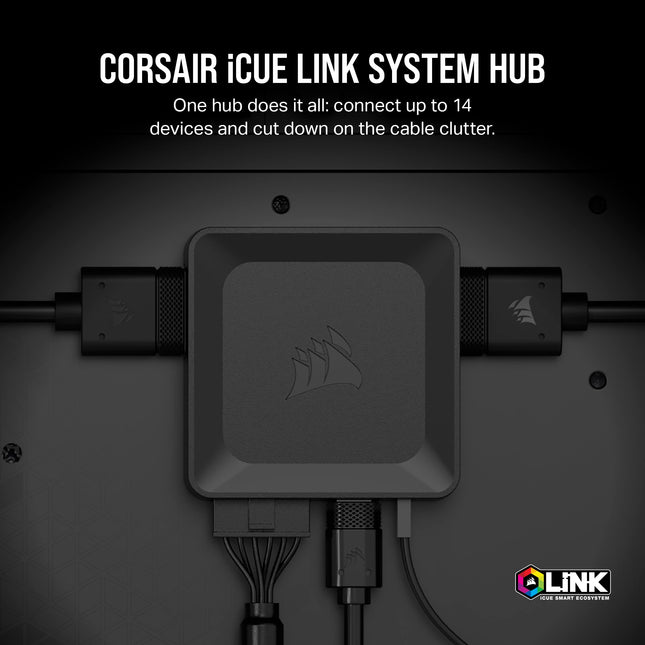 Corsair iCUE LINK System Hub - Connect Up to 14 iCUE LINK Devices - Reduce Cable Clutter – Innovative Single-Cable Design - Black
