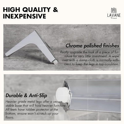 La Vane 5 Inch Diamond Triangle Metal Furniture Legs 4PCS- Heavy Duty Iron