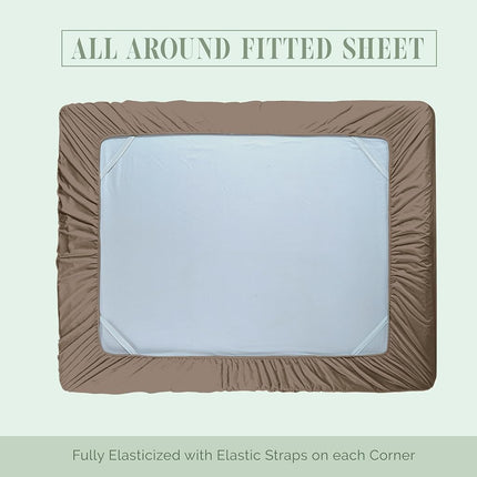 Elegant Comfort 1500 Premium Hotel Quality 18-24 Inches Deep - Extra Deep Pocket Single Fitted Sheet for High Mattress, Luxury and Softest, Smart Pocket - Wrinkle Free, King, Taupe