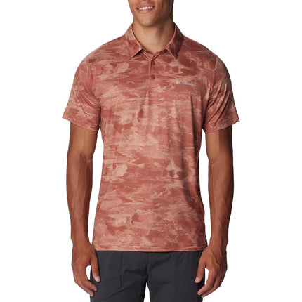 Columbia Men's Tech Trail Novelty Polo Hiking Shirt, Auburn Beachwood, Medium