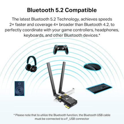 TP-Link WiFi 6 PCIe WiFi Card for Desktop PC AX1800 (Archer TX20E), Bluetooth 5.2, WPA3, 802.11ax Dual Band Wireless Adapter with MU-MIMO, Ultra-Low Latency, Supports Windows 11, 10 (64bit) Only