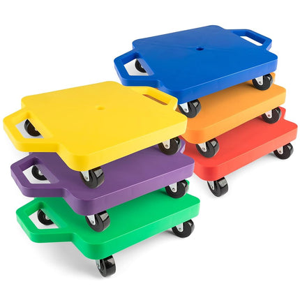 Champion Sports 12-Inch Multi-Colored Heavy Duty Plastic Scooter Boards with Handles (Set of 6)