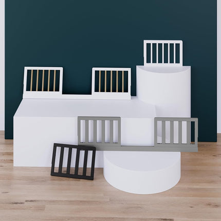 Universal Toddler Safety Guardrail Kit-Dowel (Pebble Gray) - GREENGUARD Gold Certified, Safety Guardrail for Convertible Crib Conversion to Toddler Bed, Includes 2 Guardrails and 1 Stretcher Bar