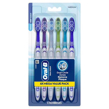 Oral-B Toothbrush Dual Clean, Medium, 6 Count