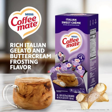 Coffee-mate 84652 Liquid Coffee Creamer, Italian Sweet Creme, 0.375 oz Cups, 50/Box