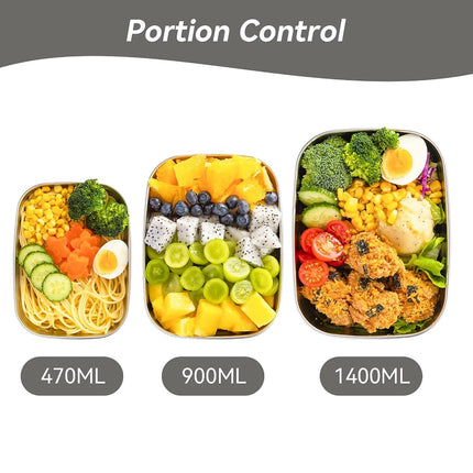 Lille Home Stainless Steel Food Containers with Lids, 47oz+30oz+16oz