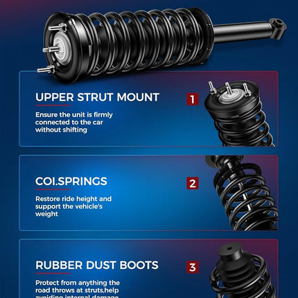 KAX Quick Front Rear Struts for Dodge 2007 2008 2009 2010 2011 2012 Caliber 2.0L Front Rear Shocks Complete Struts Assemblies with Coil Spring Set of 4, Replace 172367 172368 172401 * 2