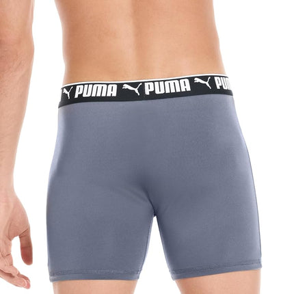 PUMA Men's 4 Pack Active Stretch Boxer Briefs, Black/Grey, S