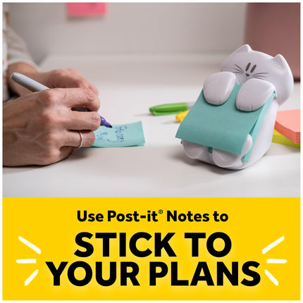 Post-it Pop-up Note Dispenser, Cat Design, 3x3 in, 1 Dispenser/Pack, White