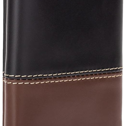 Portefeuille Timberland pour homme en cuir, à trois volets avec fenêtre d'identité, noir/marron (Hunter), taille unique UK