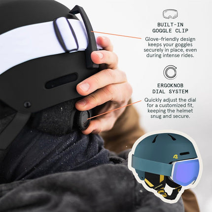 Casco de esquí y snowboard Retrospec Comstock para adultos con 10 ventilaciones, azul superior mate, talla M 55-58 cm (4830)