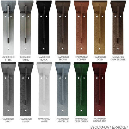 Ekena Millwork BKTM02X08X08STHBR Steel Bracket Stockport, 2"W x 8"D x 8"H, Hammered Brown