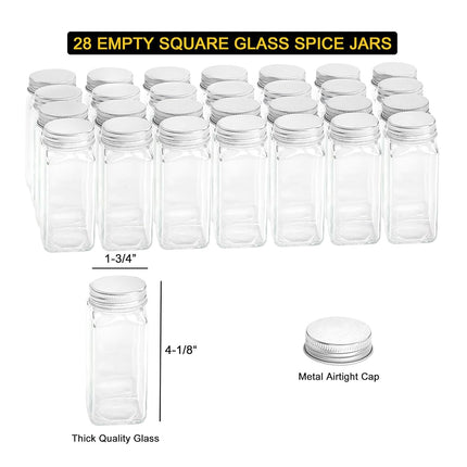 SpaceAid Spice Rack Organizer with 21 Spice Jars, 386 Spice Labels, Chalk Marker and Funnel Set for Cabinet, Countertop, Pantry, Cupboard or Door & Wall Mount - 21 Jars, 13.4" W × 9" H, Black
