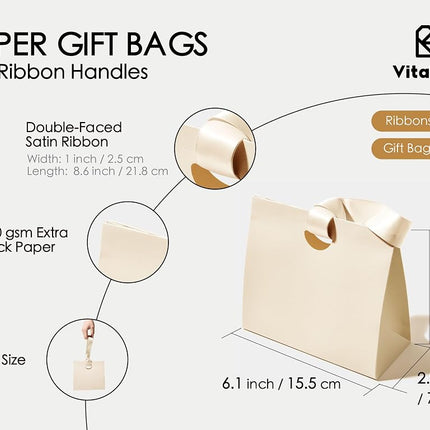 Vitalizart Coloured Mini Gift Bags With Ribbon Handles