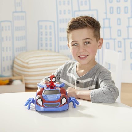 Marvel Spidey and His Amazing Friends Change 'N Go Web-Crawler and Spidey Action Figure, 2 in 1 Vehicle, 4-Inch Figure, for Kids Ages 3 and Up, Frustration Free Packaging