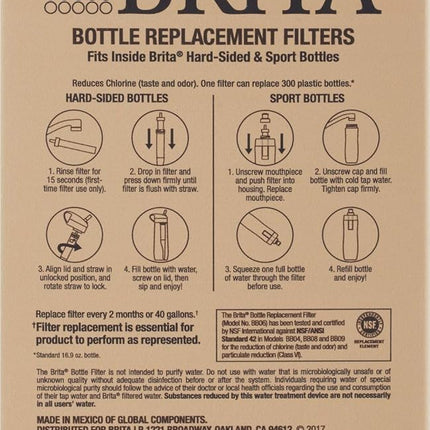 Brita Water Bottle Replacement Filters, BPA Free, 6 Count