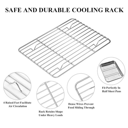 Deedro Stainless Steel Baking Sheet & Rack Set [2 Sheets + 2 Racks], 9.33 x 7 x 1 Inch, Heavy Duty, Non-toxic, Easy Clean