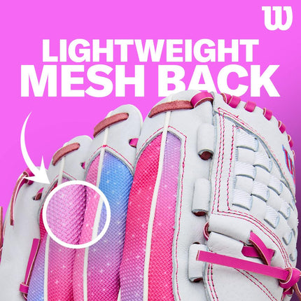 Wilson 2024 A440™ Flash™ 11” Youth Infield Fastpitch Softball Glove - Right Hand Throw, White/Pink/Tie Dye