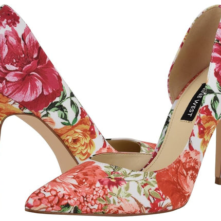Nine West Women's Folowe Pump, White Blooms Floral Multi 146, 6.5
