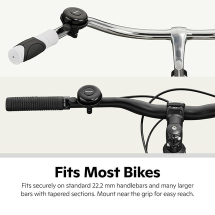 Schwinn Classic Black Bike Bell, Bicycle Accessories, Kids and Adult Bikes, Easy Installation, Loud Ringing Sound