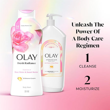 Olay Fresh Outlast Body Wash with B3, Rose Water and Sweet Nectar, 22 Fl Oz (Pack of 4)