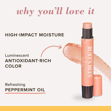 Burt's Bees 100% Natural Lip Shimmer, Apricot, 2.6g, (Pack of 1)
