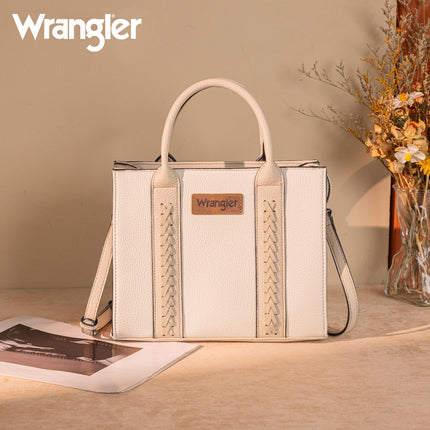 Bolsos de mano Wrangler para mujer con asa superior y cartera para mujer con correa ajustable, A-beige, Mediano