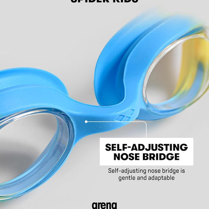 ARENA Spider Kids Swimming Goggles for Children, Swimming Pool Goggles with UV Protection, Self-Adjusting Nose Bridge, Hypoallergenic Silicone Seals, Anti-Fog Treatment, 2-5 Years