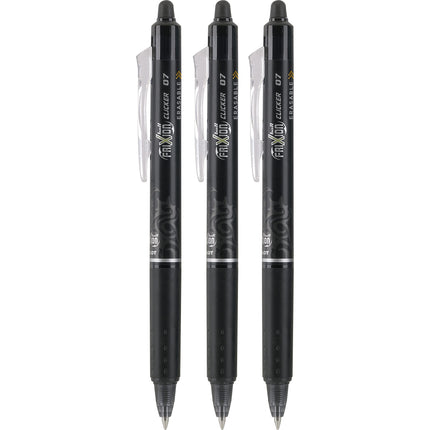 Pilot FriXion Clicker Retractable Erasable Gel Pens Fine Point (.7) Black Ink 3-pk; Make Mistakes Disappear, No Need For White Out. Smooth Lines to the End of Page, America’s #1 Selling Pen Brand