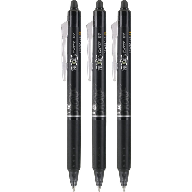 Pilot FriXion Clicker Retractable Erasable Gel Pens Fine Point (.7) Black Ink 3-pk; Make Mistakes Disappear, No Need For White Out. Smooth Lines to the End of Page, America’s #1 Selling Pen Brand