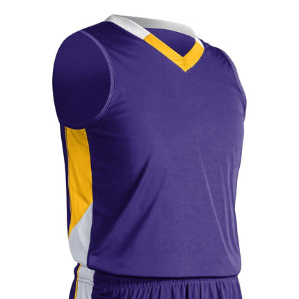 Maillot de basket-ball CHAMPRO Rebel en polyester, adulte 2X-Large, violet, or, blanc