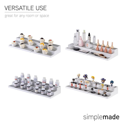SIMPLEMADE 3-Tier Spice Rack Organizer - Versatile Storage Shelf for Kitchen, Bathroom, Bedroom & Office, Set of 2, Expandable White