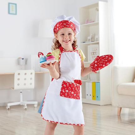 Hape E3162 Chef Pack Dress Up Play Set with Cooking Accessories for Kids, Ages 3+, Red and White